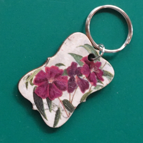 Porte clés fleurs 2 fond vert