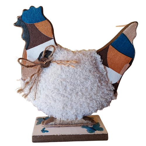 Poule année 80 serviettes collées